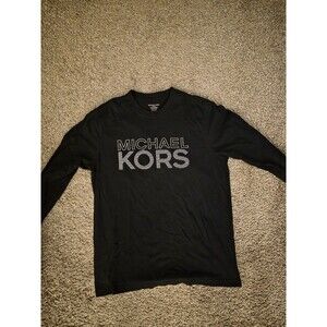 MICHAEL KORS Logo Men’s Long Sleeve T-Shirt Sz Medium Black w/White
